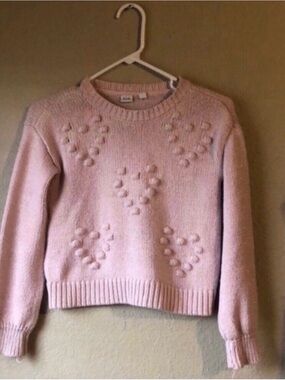 Gap Sweater Kids Pink & Golden Sparkles Crew Neck Preppy Knit Sweater Girls M